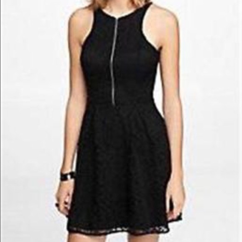 Black lace front zip dress - Picture 2 of 3